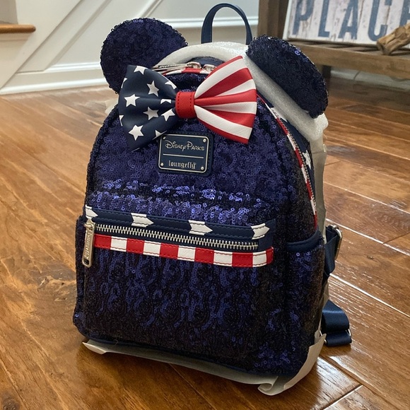 Loungefly Handbags - Loungefly Disney Sequin Minnie Backpack Americana NWT